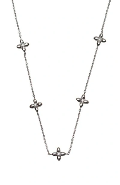 Argento Vivo Cubic Zirconia Floret Station Necklace