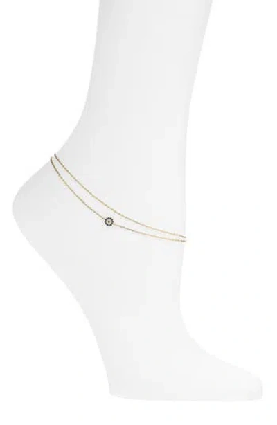 Argento Vivo Cubic Zirconia Flower Chain Anklet In Gold