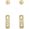 Argento Vivo Cubic Zirconia Frame & Stud Earrings Set