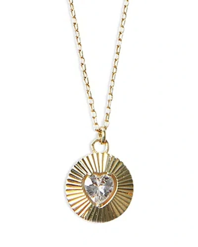 Argento Vivo Cubic Zirconia Heart Pendant Necklace, 16-18 In Gold
