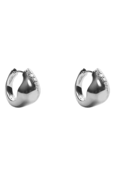 Argento Vivo Cubic Zirconia Hoop Earrings In Silver