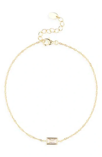 Argento Vivo Cubic Zirconia Line Singapore Chain Bracelet In Gold