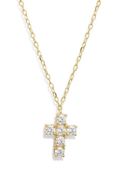 Argento Vivo Cubic Zirconia Mini Cross Pendant Necklace In Gold