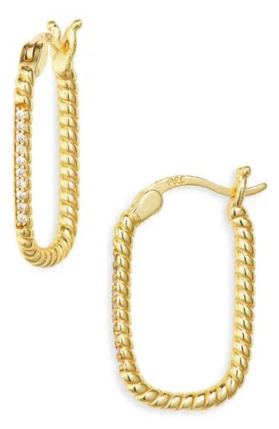 Argento Vivo Cubic Zirconia Oval Rope Hoop Earrings In Gold