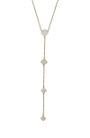 Argento Vivo Cubic Zirconia Pavé Clover Charms Y-necklace