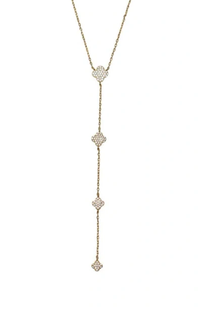 Argento Vivo Cubic Zirconia Pavé Clover Charms Y-necklace
