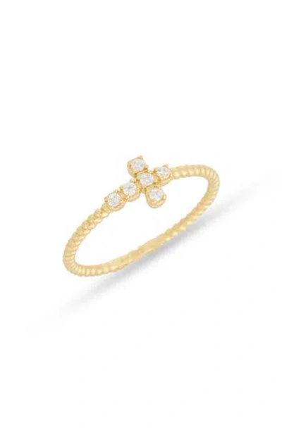Argento Vivo Cubic Zirconia Sideways Cross Ring In Gold