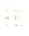 Argento Vivo Cubic Zirconia Stud Earrings, Set Of 3 In Gold