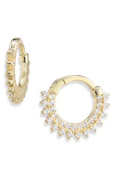 Argento Vivo Cubic Zirconia Sunburst Huggie Hoop Earrings In Gold