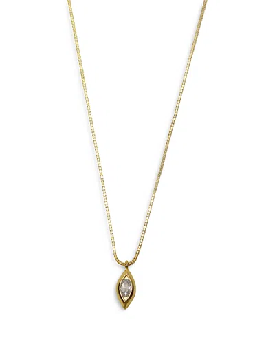 Argento Vivo Cubic Zirconia Vertical Marquise Pendant Necklace In 18k Gold Plated Sterling Silver, 16-18