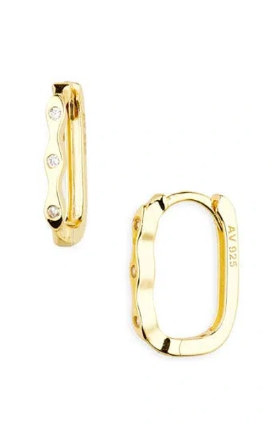 Argento Vivo Cubic Zirconia Wavy Oval Huggie Hoop Earrings In Gold