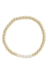 Argento Vivo Sterling Silver Cultured Pearl & Ball Bead Bracelet In Gold