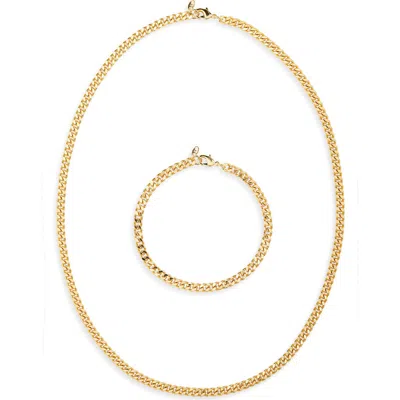 Argento Vivo Curb Chain Necklace & Bracelet Set In Gold