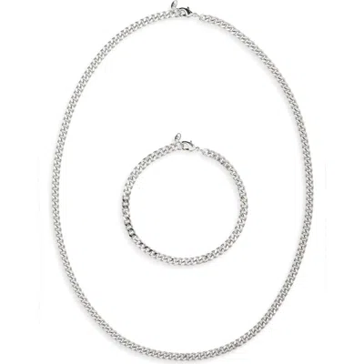 Argento Vivo Curb Chain Necklace & Bracelet Set In Gray