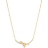 Argento Vivo Cz Bow Link Necklace In Gold