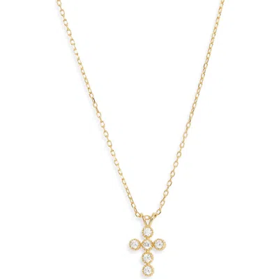Argento Vivo Cz Cross Pendant Necklace In Gold