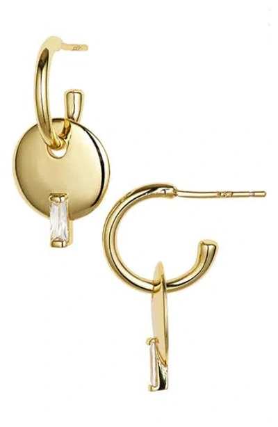 Argento Vivo Cz Disc Huggie Hoop Earrings In Gold