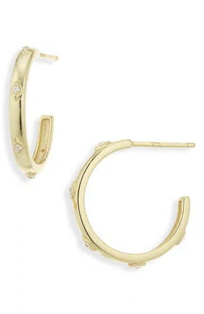 Argento Vivo Cz Hoop Earrings In Gold