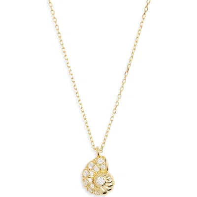 Argento Vivo Cz Seashell Pendant Necklace In Gold