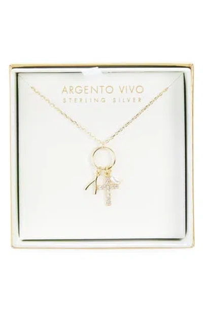 Argento Vivo Dainty Cross Charm Necklace In Gold