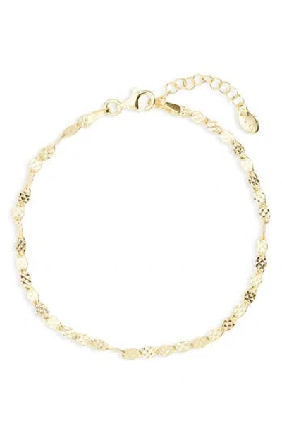 Argento Vivo Diamond Cut Flat Link Chain Bracelet