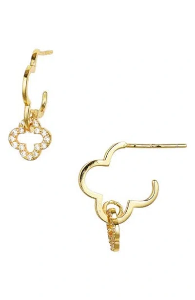 Argento Vivo Double Clover Pavé Open Hoop Earrings In Gold