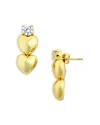 Argento Vivo Double Heart Cubic Zirconia Earrings In 18k Gold Plated Sterling Silver In Gold