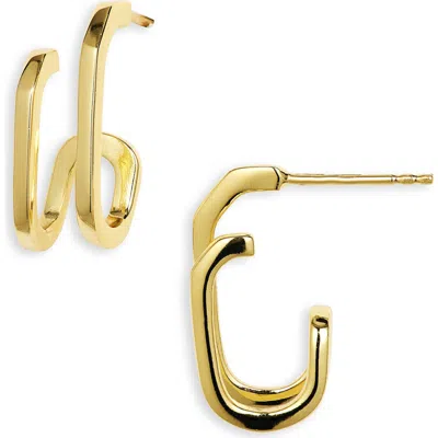 Argento Vivo Double U Hoop Earrings In Gold