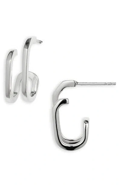 Argento Vivo Double U Hoop Earrings In Silver