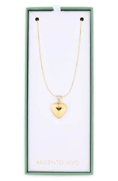 Argento Vivo Etched Heart Locket Pendant Necklace In Gold