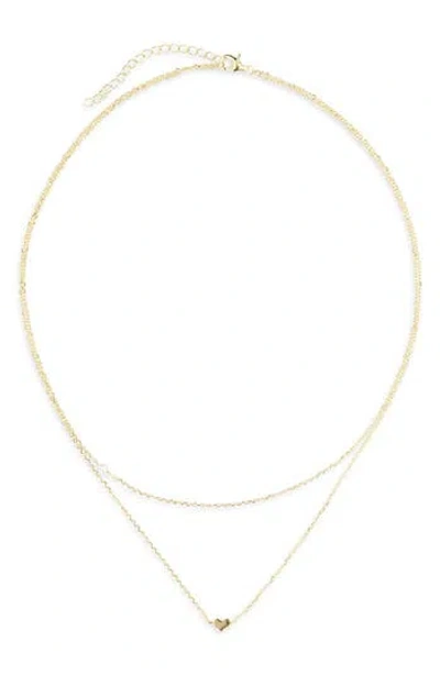 Argento Vivo Faux Pearl & Heart Double Strand Chain Necklace In Gold
