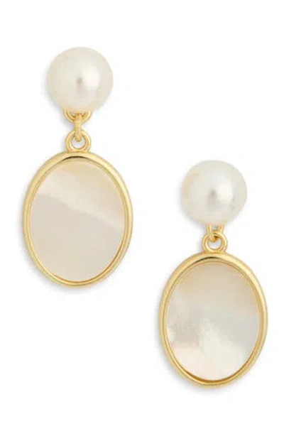 Argento Vivo Faux Pearl & Mother-of-pearl Drop Earrings In Gold