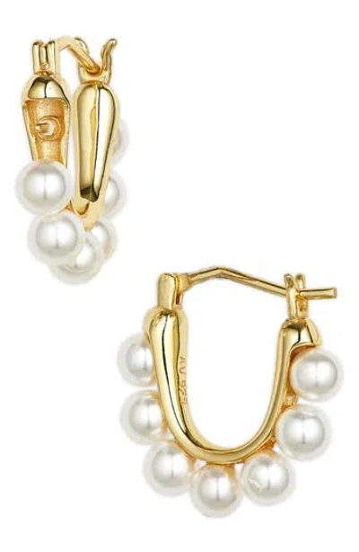 Argento Vivo Faux Pearl Hoop Earrings In Gold