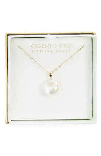 Argento Vivo Faux Pearl Pendant Necklace In Gold