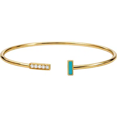 Argento Vivo Faux Turquoise Open Cuff Bracelet In Gold