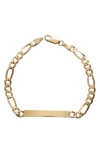Argento Vivo Figaro Tag Pendant Bracelet In Gold