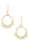 Argento Vivo Five Small Freshwater Pearl Drop Earrings In Gold