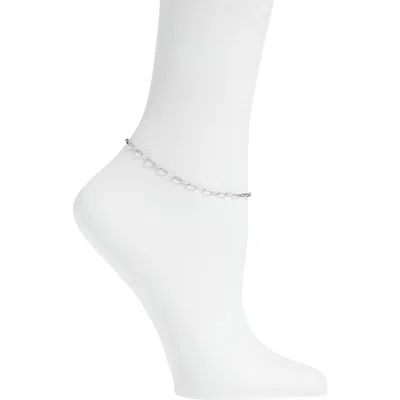 Argento Vivo Flat Paper Clip Chain Anklet In Metallic