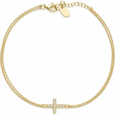 Argento Vivo Grace Cross Anklet In Gold