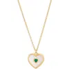 Argento Vivo Green Cz Heart Pendant Necklace In Gold