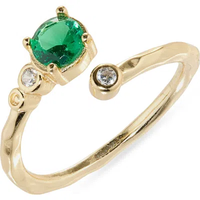 Argento Vivo Green Stone Ring In Gold