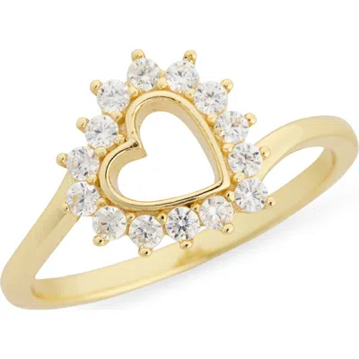 Argento Vivo Halo Cubic Zirconia Heart Slant Ring