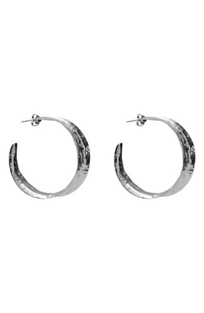 Argento Vivo Hammered Hoop Earrings