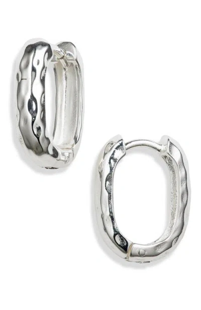 Argento Vivo Hammered Oval Huggie Hoop Earrings In Silver