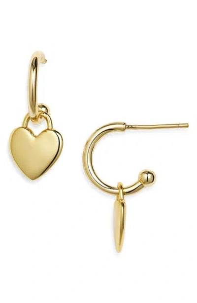 Argento Vivo Heart Drop Huggie Hoop Earrings In Gold