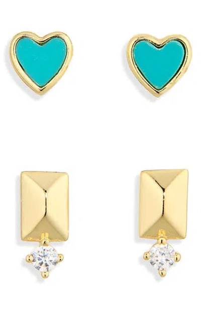 Argento Vivo Heart Earring Set In Gold