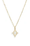 Argento Vivo Imitation Opal & Cubic Zirconia Pendant Necklace