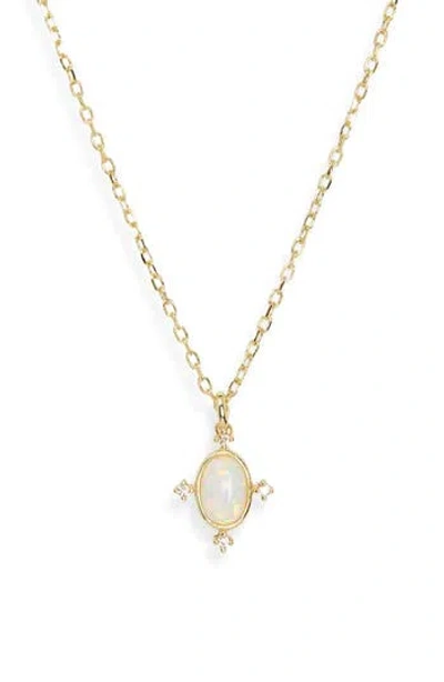 Argento Vivo Imitation Opal & Cubic Zirconia Pendant Necklace In Gold