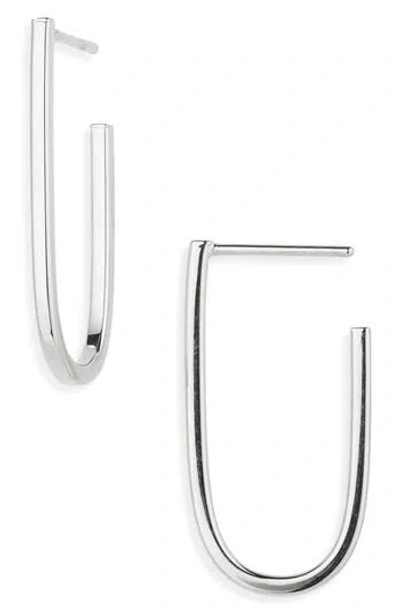 Argento Vivo J Stud Post Hoop Earrings