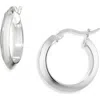 Argento Vivo Knife Edge Huggie Hoop Earrings In White